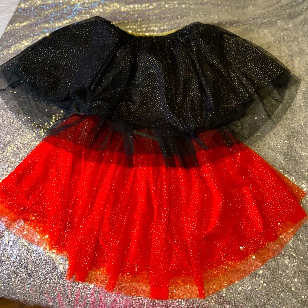 F21 red and black glitter tutu skirts